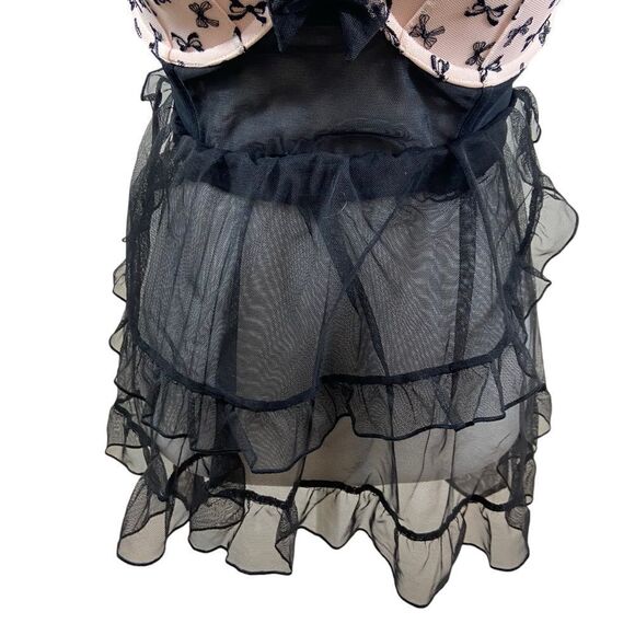 Victoria’s Secret Brand Apron Style Pink and Black Chemise Size 36D - Picture 6 of 16